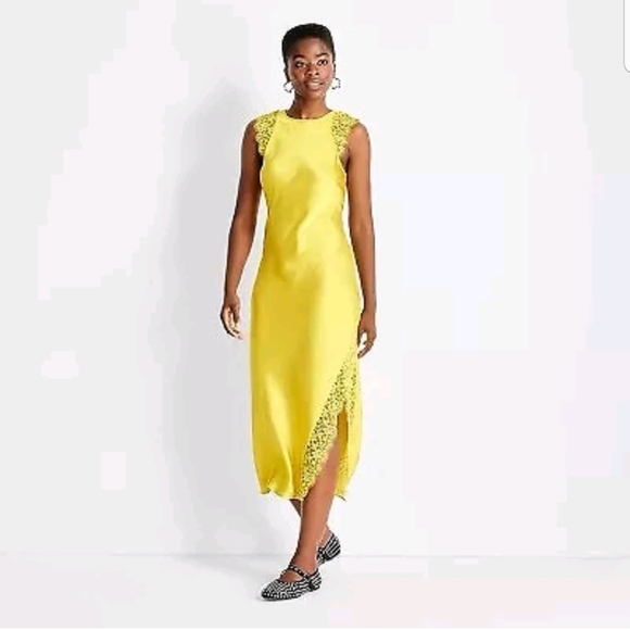 Women's Sleeveless Lace Trim Ankle Dress - Future Collective Yellow - Picture 2 of 2